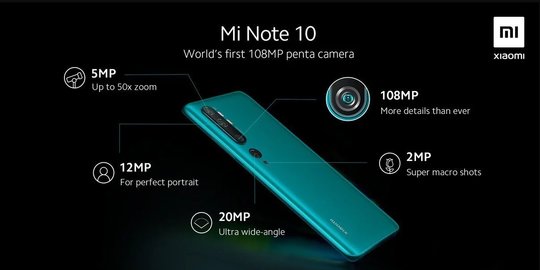 Harga Rp6 Jutaan, Xiaomi Mi Note 10 Resmi Rilis di Indonesia