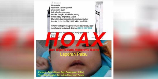 Polisi Sebut Penculikan Bayi di Angkot Lebak Bulus-Parung Hoaks