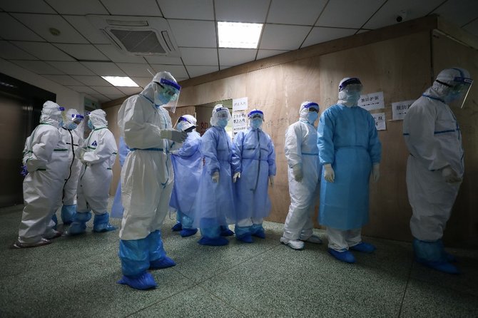 penangan virus corona di rs palang merah wuhan