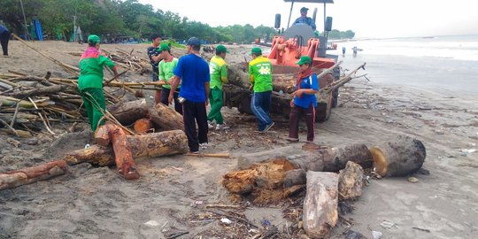 Sampah Plastik sampai Potongan Pohon Penuhi Pantai Selatan Bali