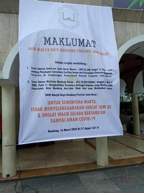 maklumat penghentian kegiatan di masjid raya bandung