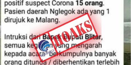 CEK FAKTA: Hoaks 15 Warga Blitar Positif Corona