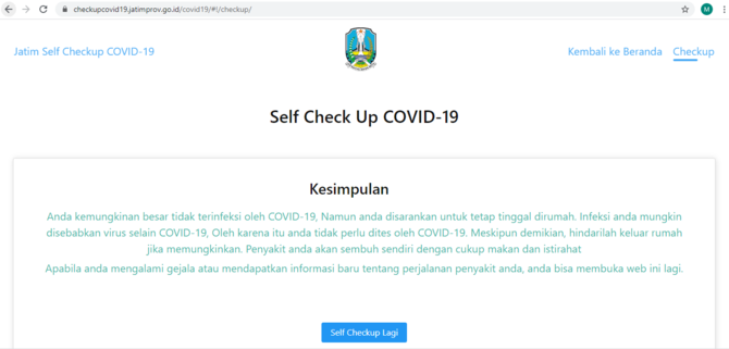 jatim self checkup covid 19