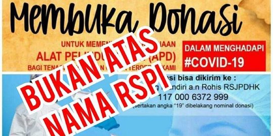 CEK FAKTA: Hoaks Pembukaan Donasi Atas Nama RSPI Sulianti Saroso