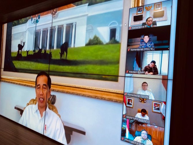 jokowi rapat virtual kabinet indonesia maju