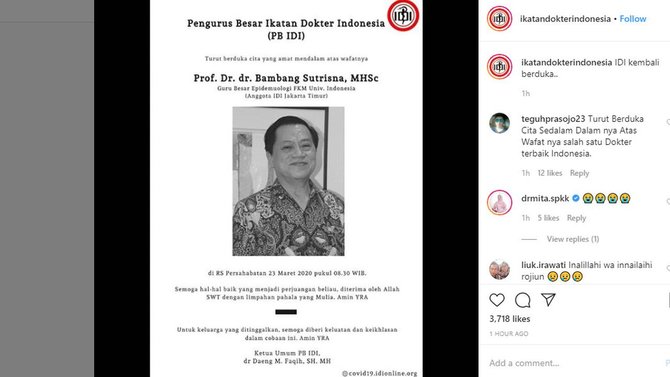 dokter meninggal karena virus corona