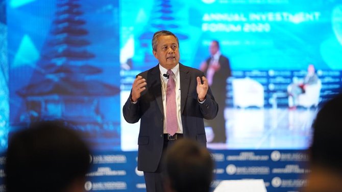 gubernur bank indonesia perry warjiyo di acara annual investment forum 2020