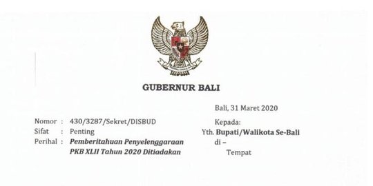 Pesta Kesenian Bali XLII Ditiadakan Antisipasi Penyebaran Covid-19