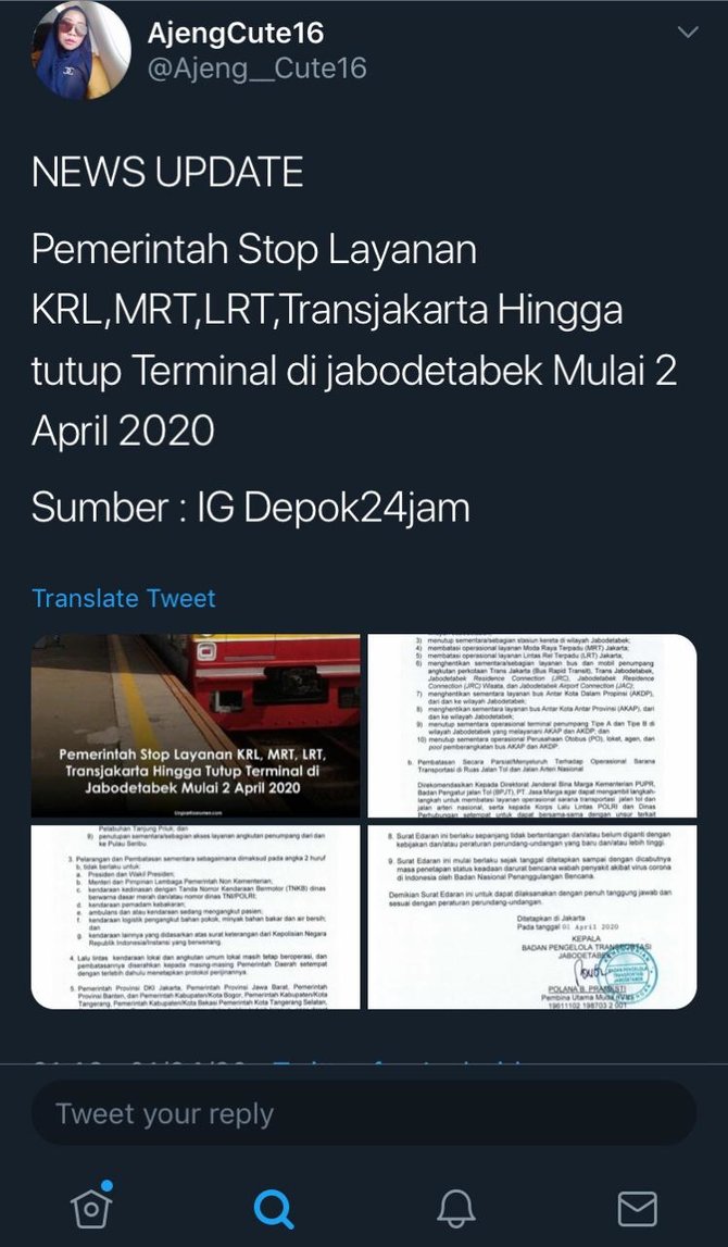 hoaks penghentian transportasi massal jabodetabek