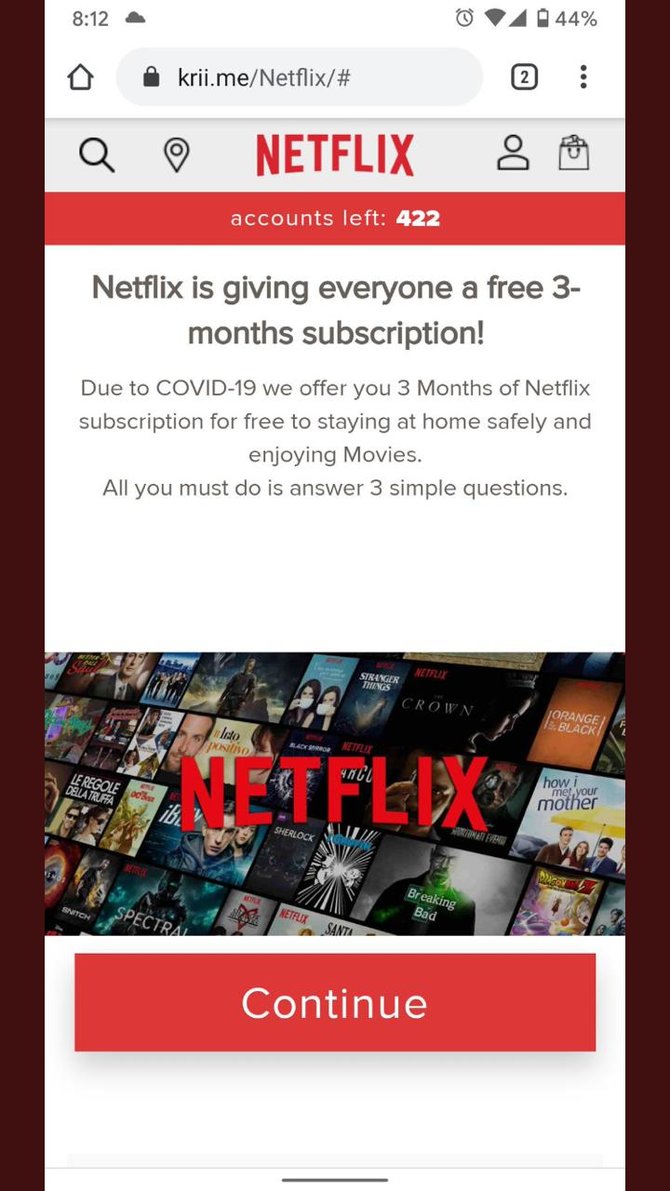 hoaks netflix beri layanan gratis