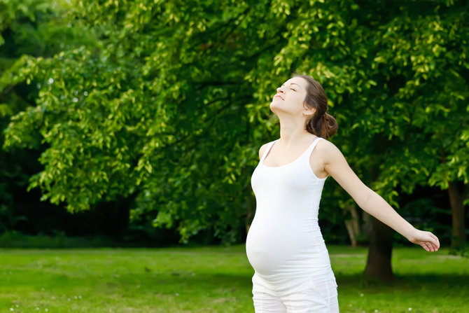 ilustrasi wanita hamil di taman