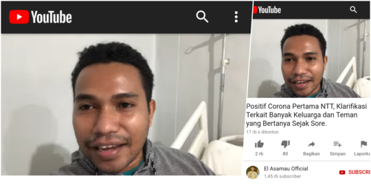 Pria di NTT Umumkan Terpapar Covid-19 Via Youtube, Pernah Pergi ke Jakarta & Yogya