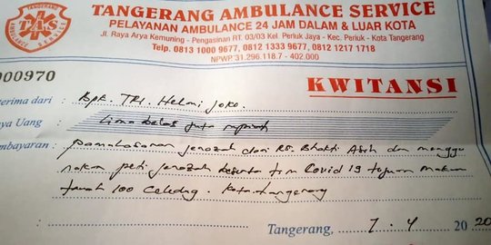 Cek Fakta Penjelasan Foto Kuitansi Pembayaran Ambulans Untuk Antar Jenazah Covid 19 Merdeka Com