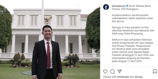 Buntut Polemik Kartu Prakerja & Ruangguru, Belva Mundur dari Barisan Stafsus Jokowi