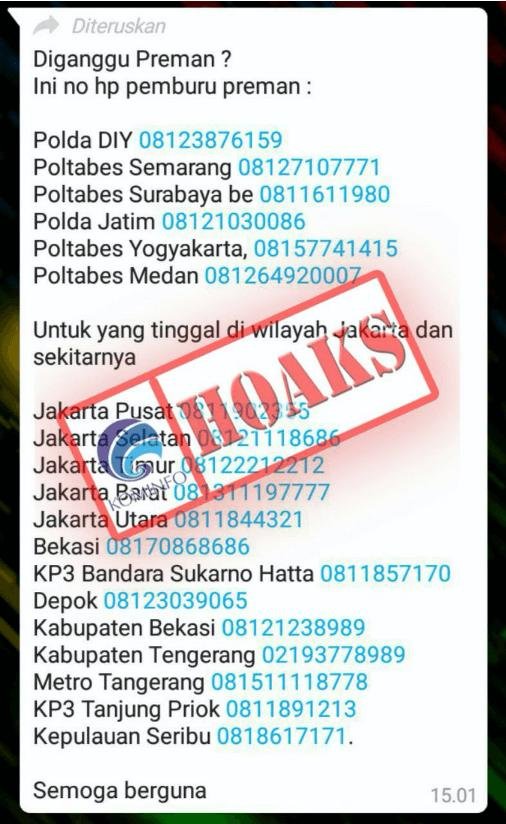 hoaks nomor ponsel polisi