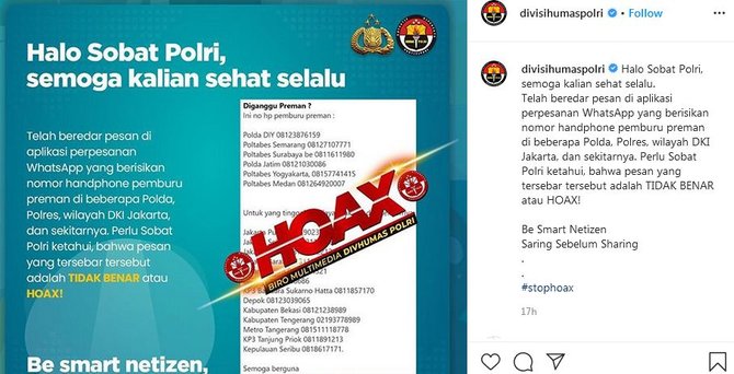 hoaks nomor ponsel polisi