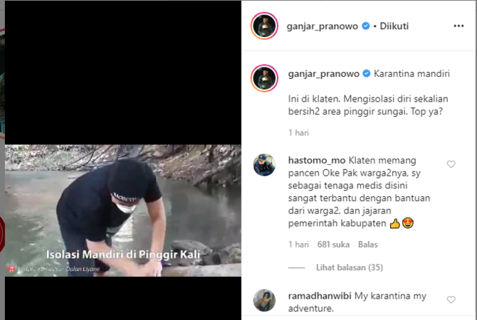 karantina mandiri di pinggir sungai