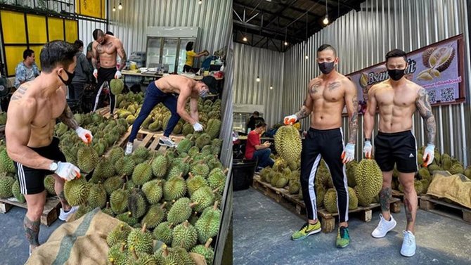 pelatih gym berjualan durian