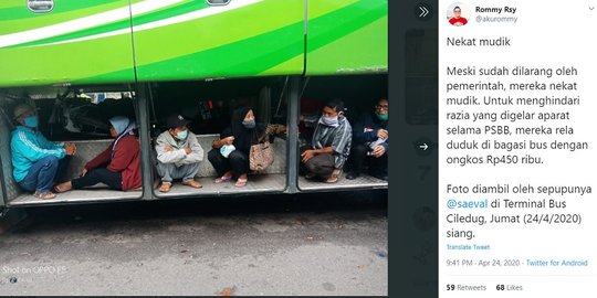Polisi Sebut Hoaks Foto Penumpang Sembunyi di Bagasi Bus Nekat Mudik
