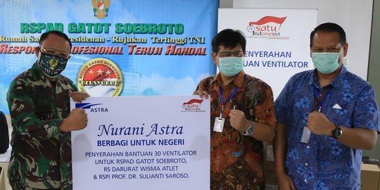 Raksasa Otomotif Astra Sumbangkan 30 Ventilator ke Rumah Sakit Rujukan Covid-19