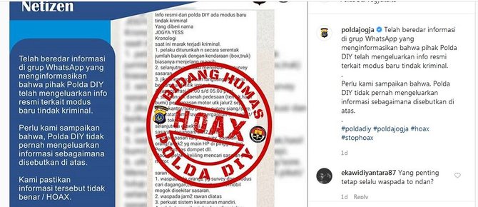 hoaks polda diy keluarkan info soal modus baru tindak kriminal