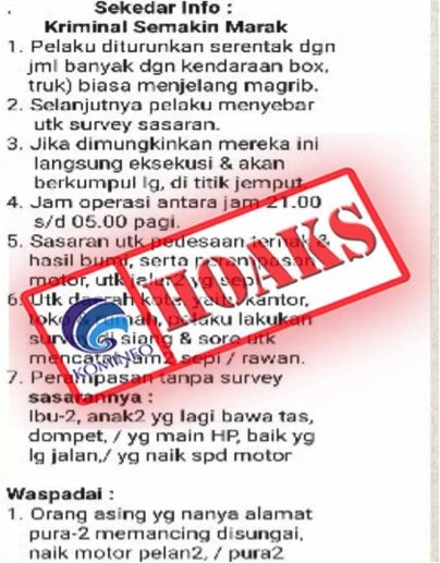 hoaks penjahat turun serentak dan gerilya di solo