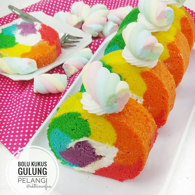 kue bolu gulung pelangi