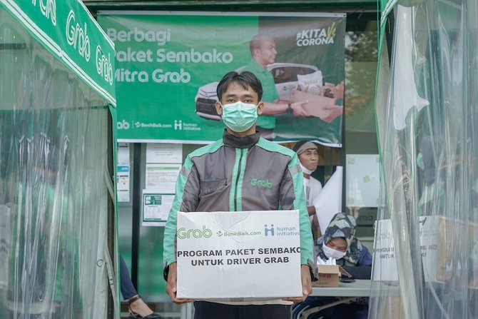kita vs corona grab gandeng perusahaan gotong royong untuk mitra pengemudinya