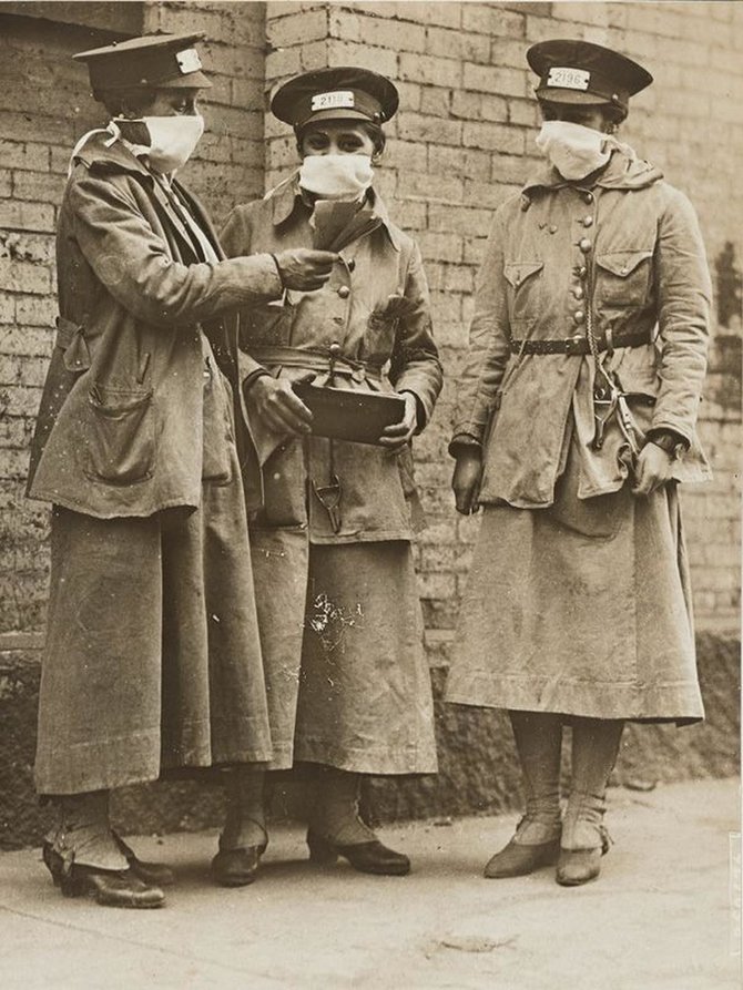 potret flu spanyol masker