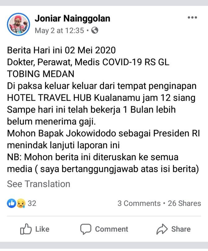 disinformasi tenaga medis covid 19 di sumut diusir dan tak digaji