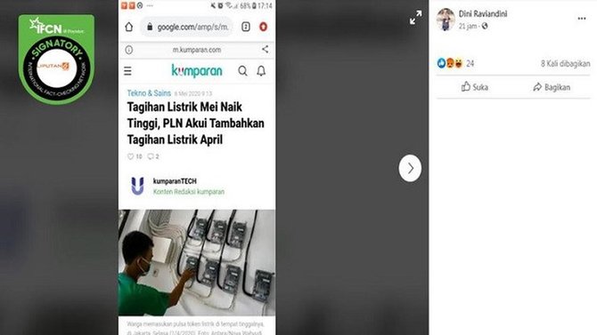 tangkapan layar berita pln naikkan tarif listrik