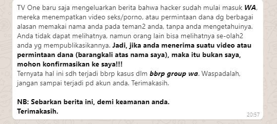 tampilan gambar obrolan whatsapp tentang hacker