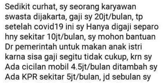 Viral Karyawan Bergaji Rp20 Juta Per Bulan Ngaku Rakyat Kecil Dan Minta Bansos Merdeka Com