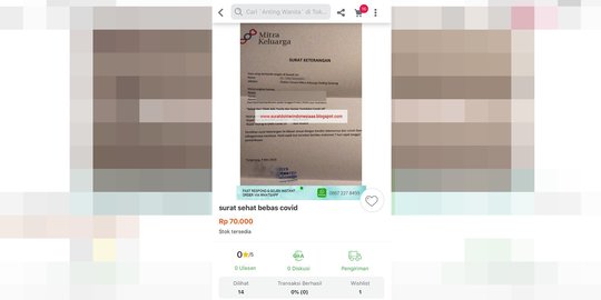 Soal Surat Sehat Covid-19 Dijual, Tokopedia Sebut Belum Sempat Ada Transaksi