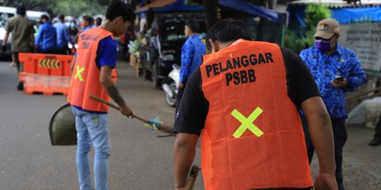 Pelanggar PSBB di Tangerang Disanksi Menyapu Jalan