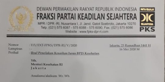 Surati Pemerintah, Fraksi PKS DPR Minta Rencana Kenaikan BPJS Dibatalkan