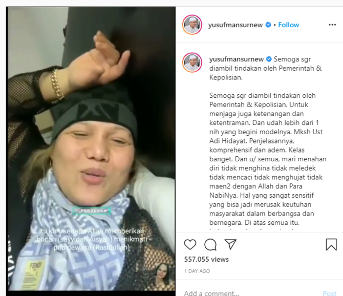 Wni Di As Hina Nabi Muhammad Ustaz Yusuf Mansur Tulis Pesan Tegas Ke Jokowi Polisi Merdeka Com
