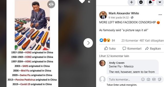disinformasi daftar virus berasal dari china