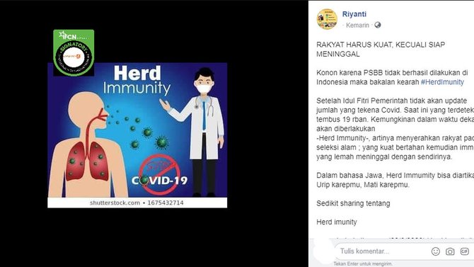 kabar herd immunity di facebook