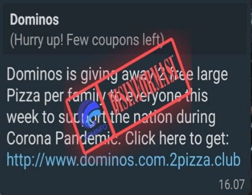 hoaks kupon gratis dominos pizza