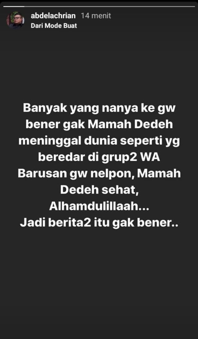 kabar mamah dedeh meninggal dunia