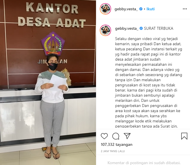 klarifikasi gabby vesta