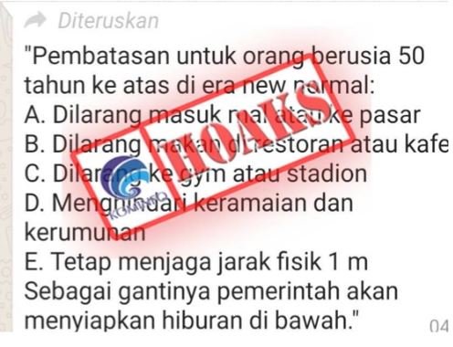 hoaks orang berusia di atas 50 tahun dilarang masuk mall