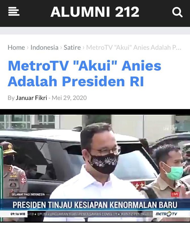 tidak benar metro tv akui anies baswedan presiden ri