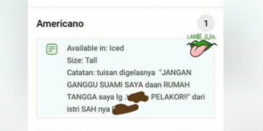 Viral Istri Sah Labrak Pelakor Lewat Go-Food, Minumannya Berisi Pesan Menonjok!