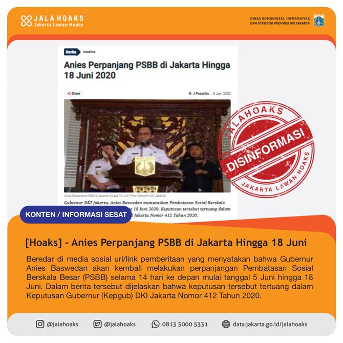 hoaks anies perpanjang psbb jakarta hingga 18 juni