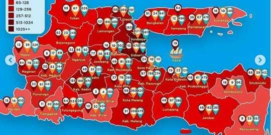 4 Fakta Zona Merah Tua di Peta Sebaran COVID-19 Jawa Timur, Disematkan untuk Surabaya