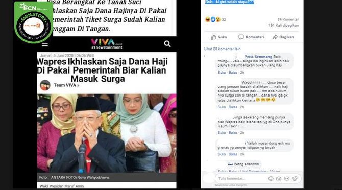 tidak benar wapres minta warga ikhlaskan dana haji agar masuk surga