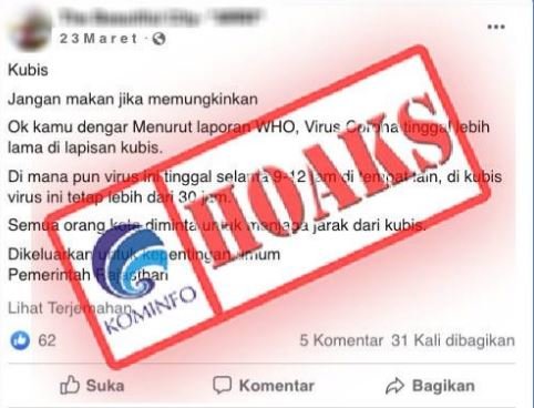covid 19 menempel di lapisan sayur kol