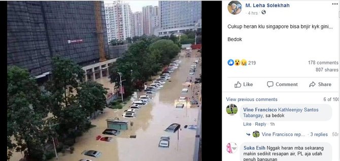 foto diklaim banjir singapura tidak benar faktanya terjadi di china